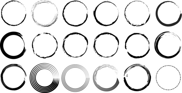 Vector. Grunge circles collection. Grounge round shapes big set. 