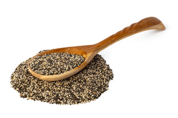 Spoom with chia seeds isolated on white