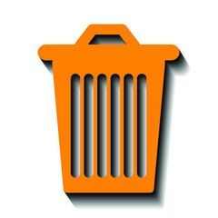 Yellow bin and black shadow on white background, sign for design, vector illustration