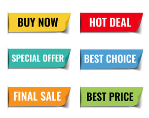 Sale Web Ribbons Big Set White Background With Gradient Mesh, Vector Illustration