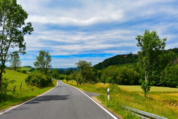 Fototapeta premium Landstrasse in Schlüchtern im Main-Kinzig-Kreis / Hessen