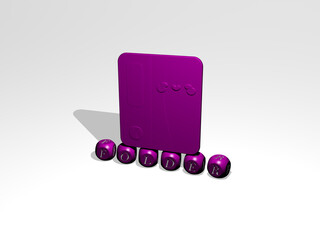 3D illustration of FOLDER graphics and text made by metallic dice letters for the related meanings of the concept and presentations. business and background