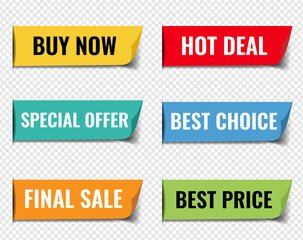 Sale Web Ribbons Big Set Transparent Background With Gradient Mesh, Vector Illustration