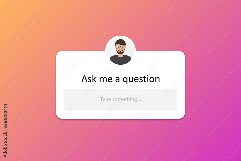 Poster Ask me a question interface frame in a flat design