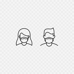 Medical mask. Face mask. Coronavirus protection. Line icons. Vector