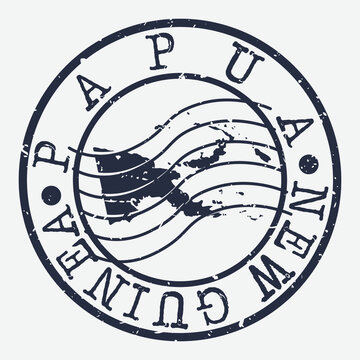 Papua New Guinea Stamp Postal. A Map Silhouette Seal. Passport Round Design. Vector Icon Design Retro Travel.