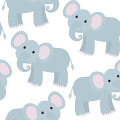 Seamless pattern cute animal elephant  vector illustration
