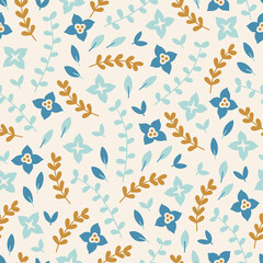 Fototapeta premium Christmas seamless pattern with leaves, flowers, branches