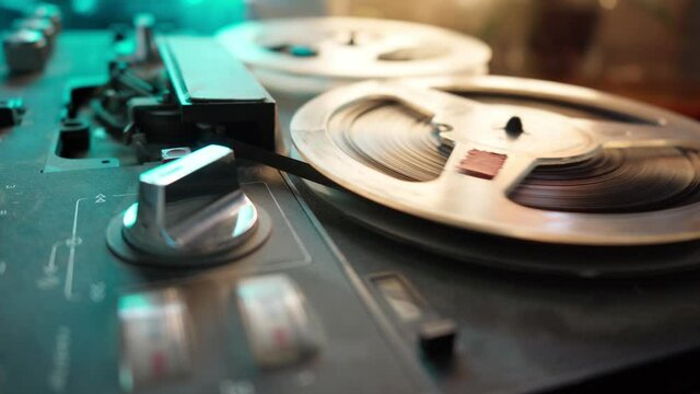 Old tape recorder plays the music