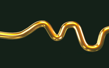 3d illustration of golden tube background with metal gloss and reflections.