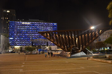 Rabin square, Tel Aviv at night