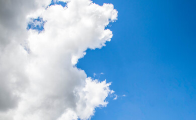 blue sky with cloud closeup. blue sky background with a tiny clouds.