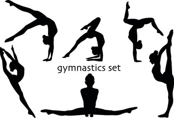 vector gymnastics girl sport body - obrazy, fototapety, plakaty