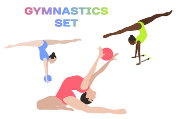 vector gymnastics girl sport body