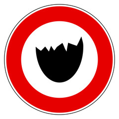 Eierschale und Verbotsschild