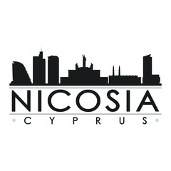 Naklejka premium Nicosia Cyprus Skyline Silhouette Design City Vector Art Famous Buildings.