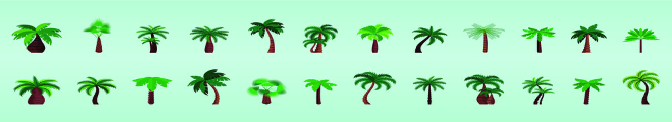 set of palm tree vector illustration