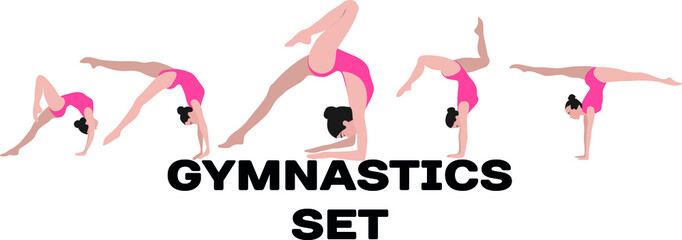vector gymnastics girl sport body