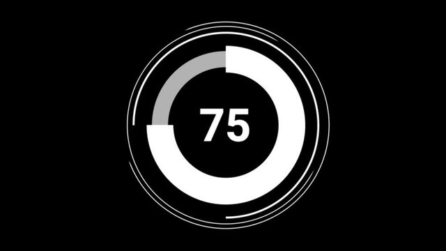 75 seventy five percent number circle pie diagram chart animated