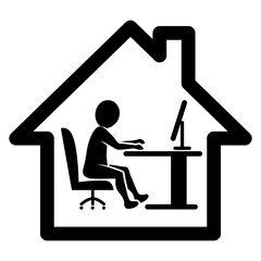 Icon Home Office: Desk work at home / flat design / vector / icon