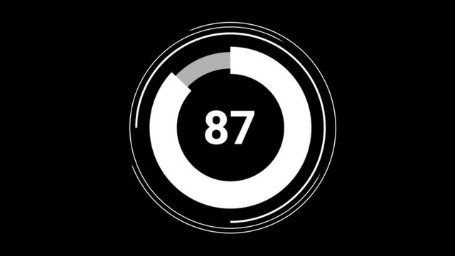87 eighty seven percent number circle pie diagram chart animated