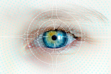 Macro pupil retina human colse eye photo 