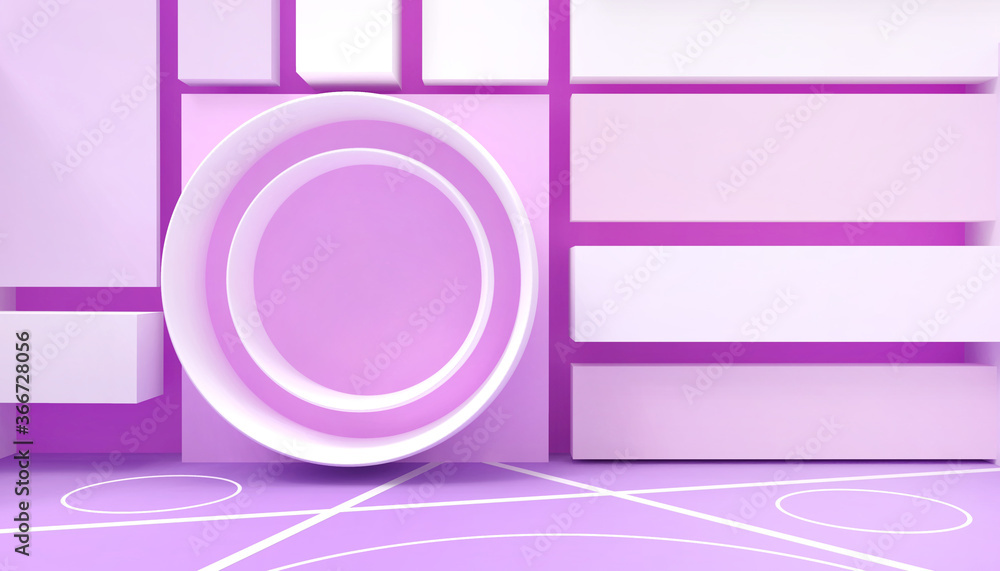 Poster abstract podium circle geometry display and architect creative idea modern minimal style on purple b