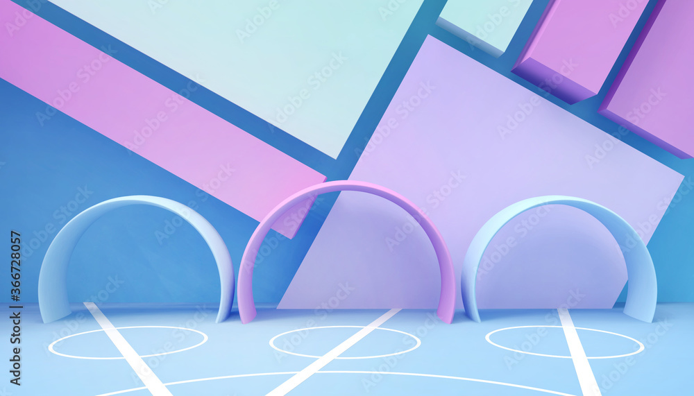 Poster abstract podium circle geometry display and architect creative idea modern minimal style on blue - p
