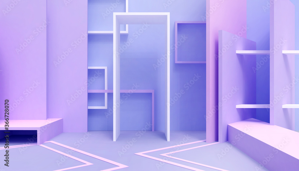 Poster abstract podium square geometry creative idea and modern display minimal style on purple background 