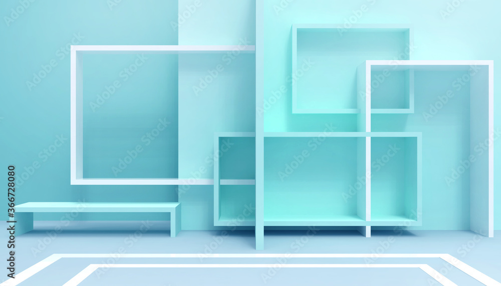 Aufkleber abstract podium square geometry modern creative idea and contemporary display minimal style on blue 