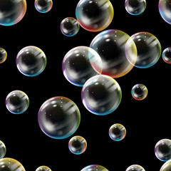 Seamless Pattern with colored bubbles