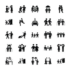 Set Of Love Story Pictograms 