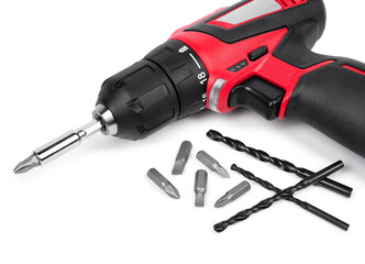 Cordless electric screwdriver with drill bit set