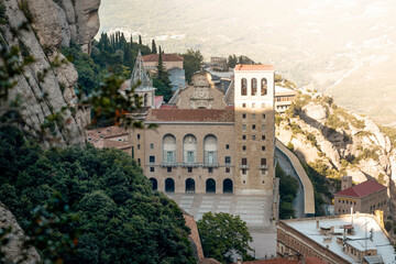 Obraz premium Nice sunset views of the montserrat monastery, Barcelona, Spain