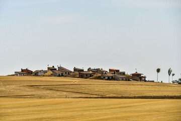 spanish landscape view of european countryside rural area in castilla y leon burgos spain.
