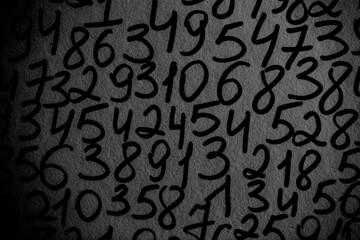 Background of numbers. from zero to nine. Seamless texture with Color. Mathematic backdrop. Random.