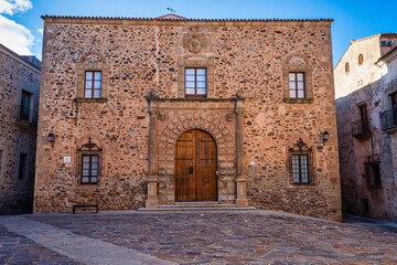 Fototapeta na wymiar Episcopal Palace in Caceres, Extremadura, Spain. Located in Plaza Santa Maria