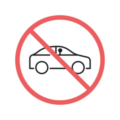 Car prohibition icon. Entry into the territory is prohibited. Vector illustration
