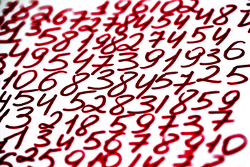 Background of numbers. from zero to nine. Seamless texture with Color. Mathematic backdrop. Random.