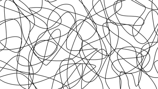 Animated matted doodle background with black pen style stroke on white background