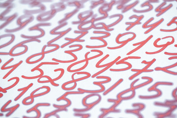 Background of numbers. from zero to nine. Seamless texture with Color. Mathematic backdrop. Random.