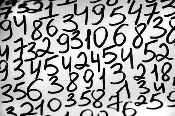 Background of numbers. from zero to nine. Seamless texture with Color. Mathematic backdrop. Random.