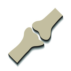 Bones and joints are gray on a white background and black shadow, sign for design, vector illustration