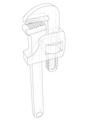 Fototapeta na wymiar Outline adjustable wrench