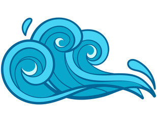 Water in cartoon style. Symbol of nature element.