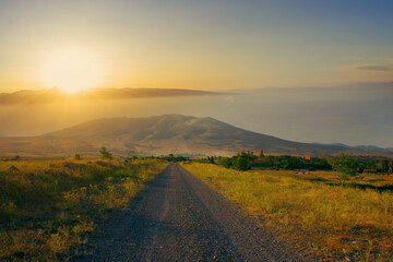 dirt road at the top of the mountains