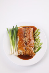 Spring Roll also known as Egg Roll local thai food isolated in white background