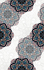Mandalas pattern in vintage ornaments oriental style colored and outlined