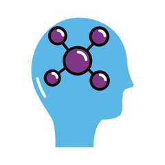 human profile with molecule line and fill style icon