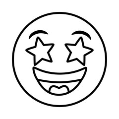 emoji face laughing with eyes stars line style icon